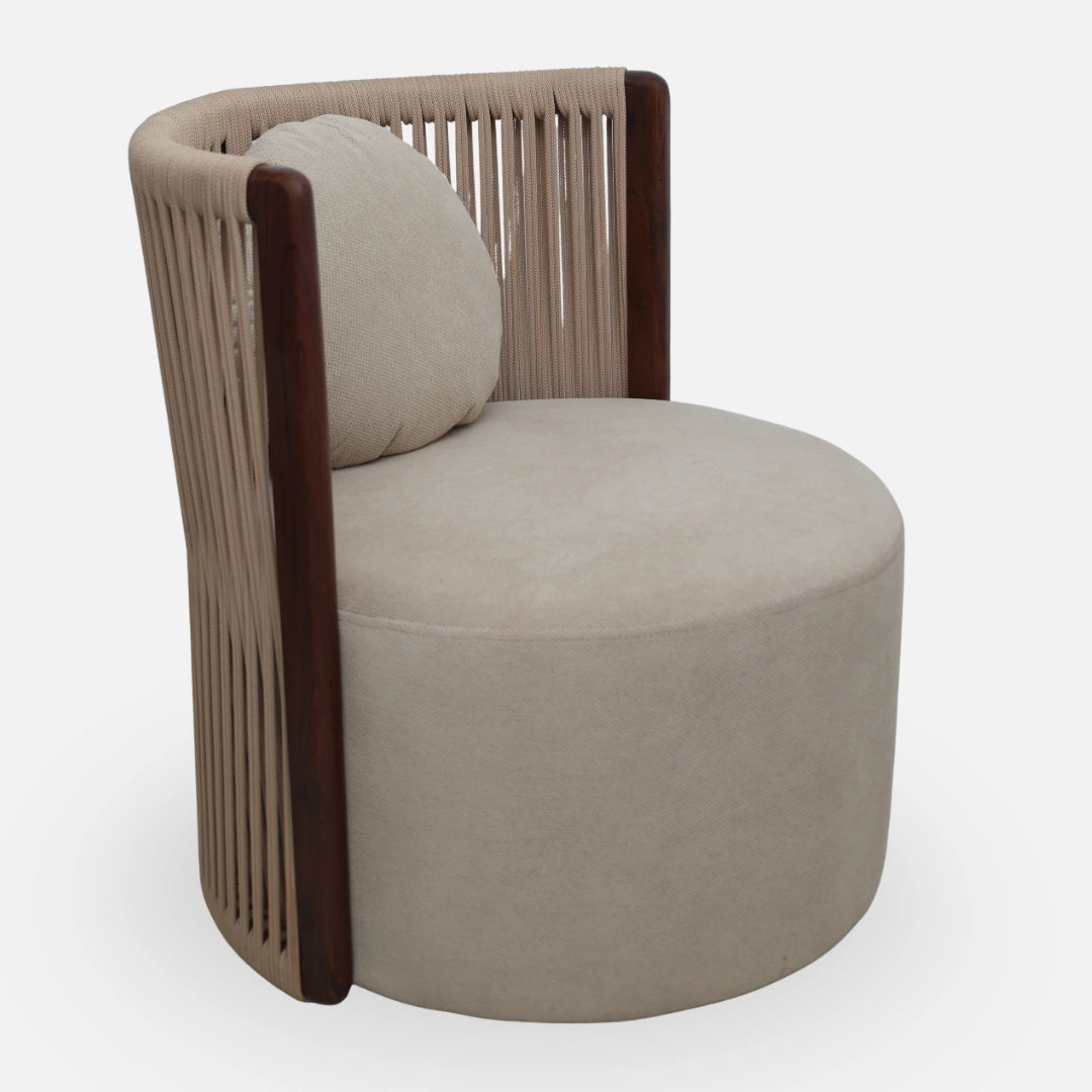 Lubin Teak Wood Bedroom chair (Brown) side view 