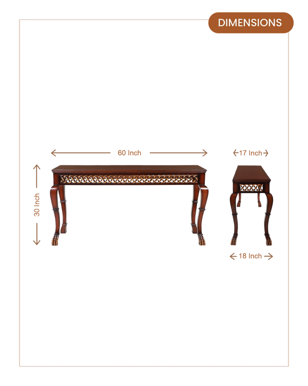 Lustrous Solid Wood Console Table (Brown) dimensions