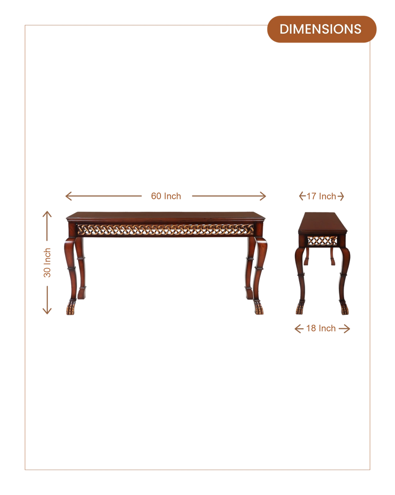 Lustrous Solid Wood Console Table (Brown) dimensions