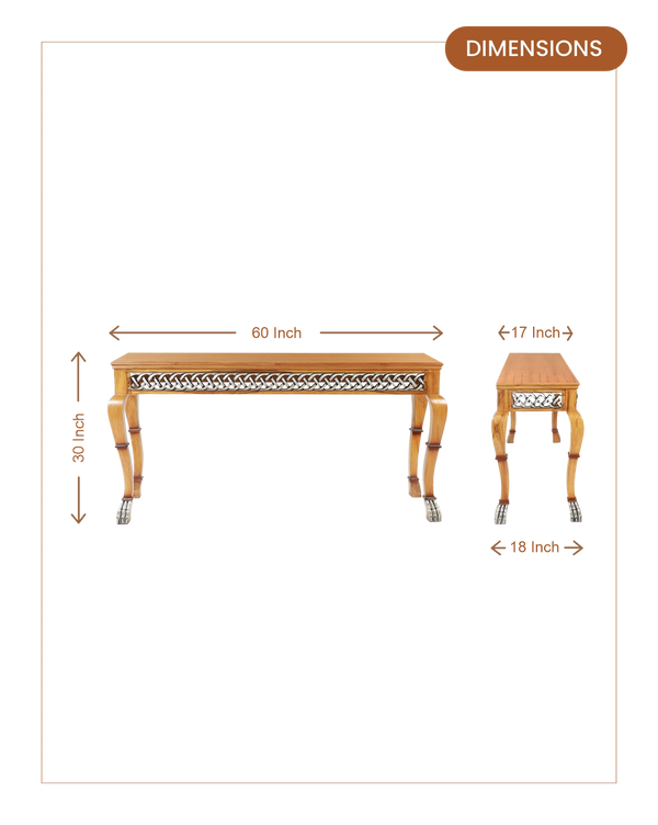 Lustrous Solid Wood Console Table (Teak) dimesnions