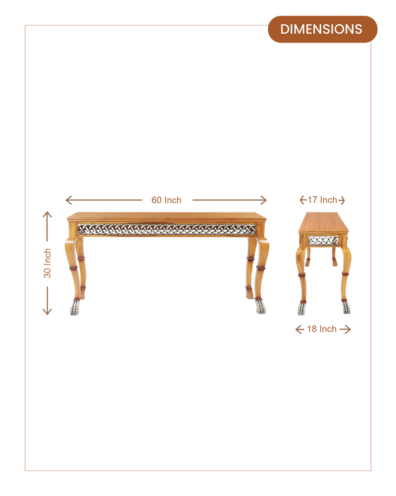 Lustrous Solid Wood Console Table (Teak) dimesnions