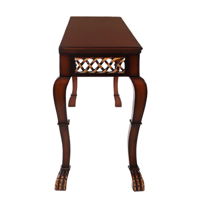 Lustrous Solid Wood Console Table in Brown color side view