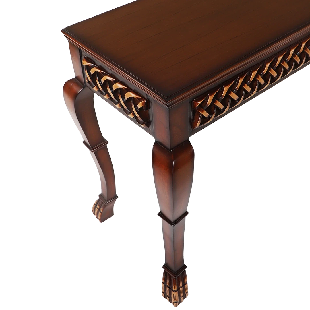 Lustrous Solid Wood Console Table in Brown color zoom view