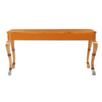 Lustrous Solid Wood Console Table in Teak color back view