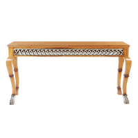 Lustrous Solid Wood Console Table in Teak color front view