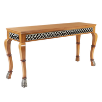 Lustrous Solid Wood Console Table in Teak color 45° side view