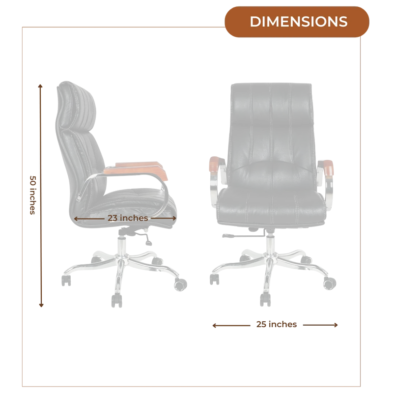 Luxurin High Back Office Executive Chair (Black) Dimensions