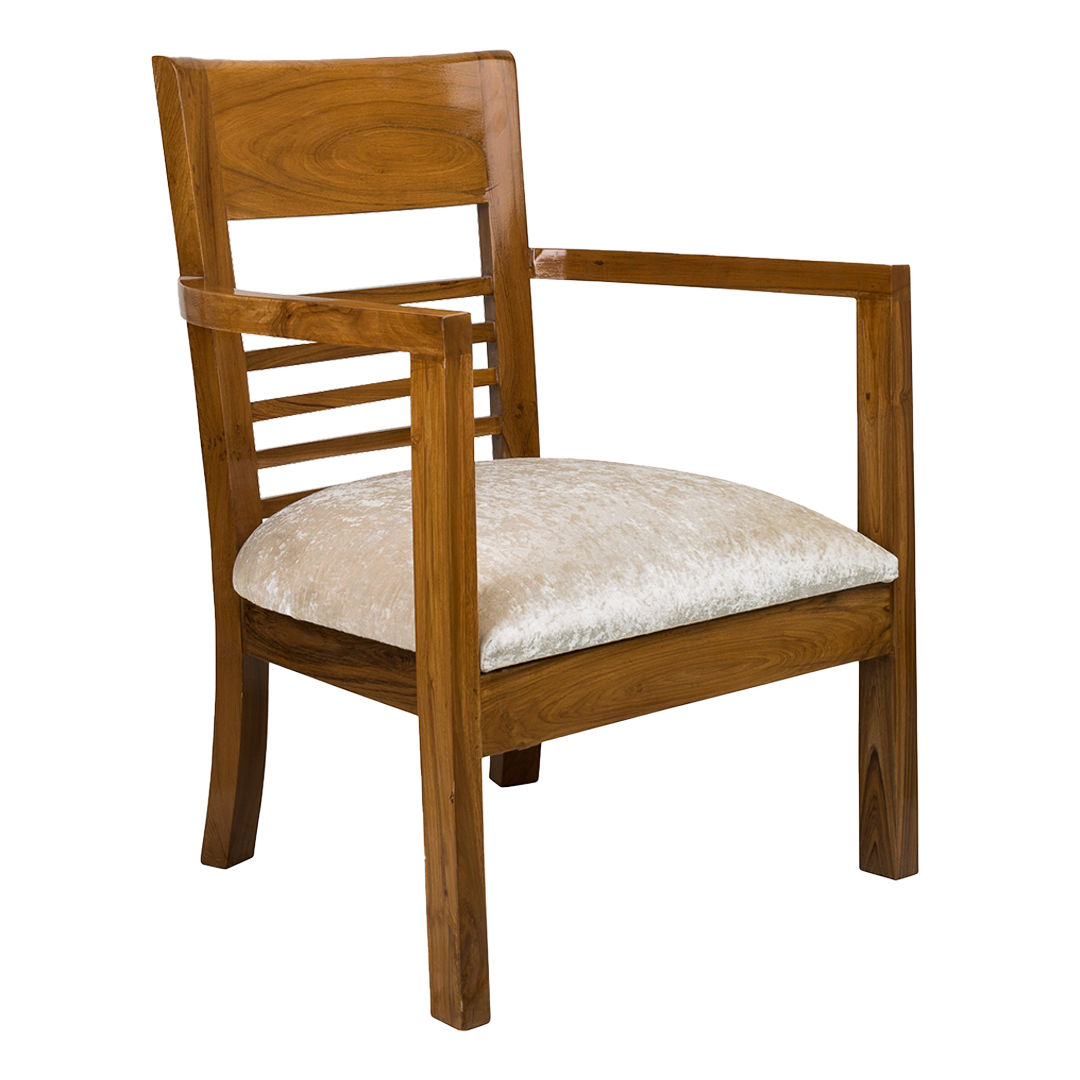 Spring Brown Accent Wooden Arm Chairs (Teak)