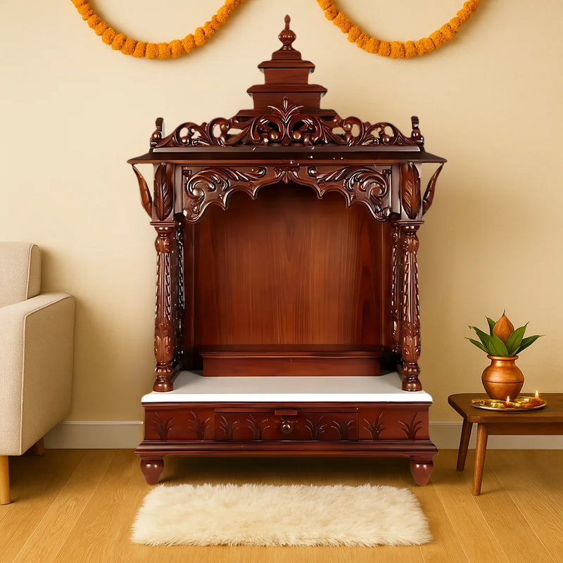 Mahantam pooja mandir in brown color
