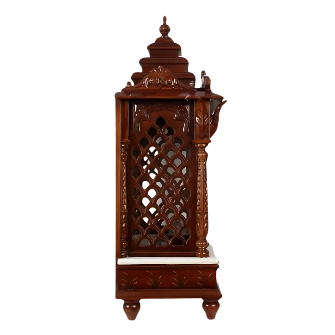 Mahantam Teak Wood Mandir (Brown) Side View
