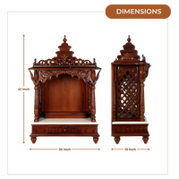 Mahantam Teak Wood Mandir (Brown) dimensions