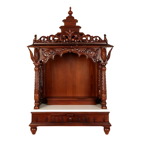 Mahantam Teak Wood Mandir - Brown