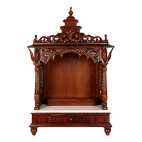 Mahantam Teak Wood Mandir (Brown) front view
