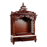 Mahantam Teak Wood Mandir (Brown) side angle
