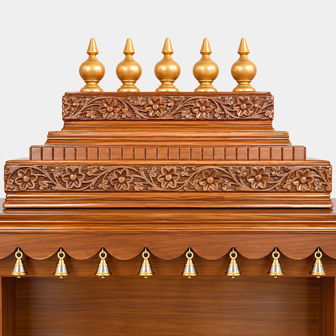 Mahashray Teak Wood Pooja Mandap (Teak) Zoom View on Dome Carvings
