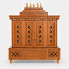Mahashray teak wood pooja mandir with doors teak color