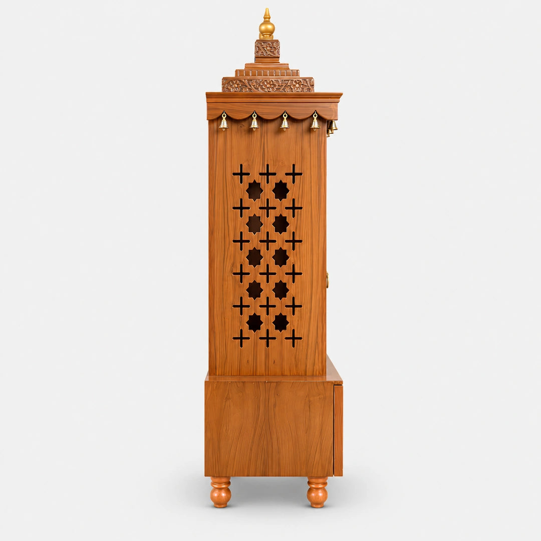 Mahashray Teak Wood Pooja Mandap (Teak) Side Angle