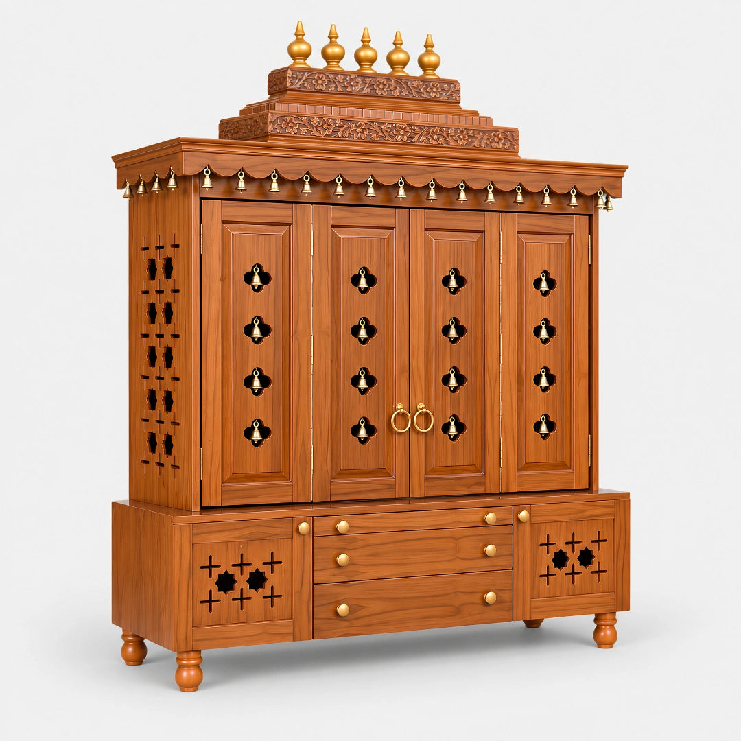 Mahashray Teak Wood Pooja Mandap (Teak) Side view