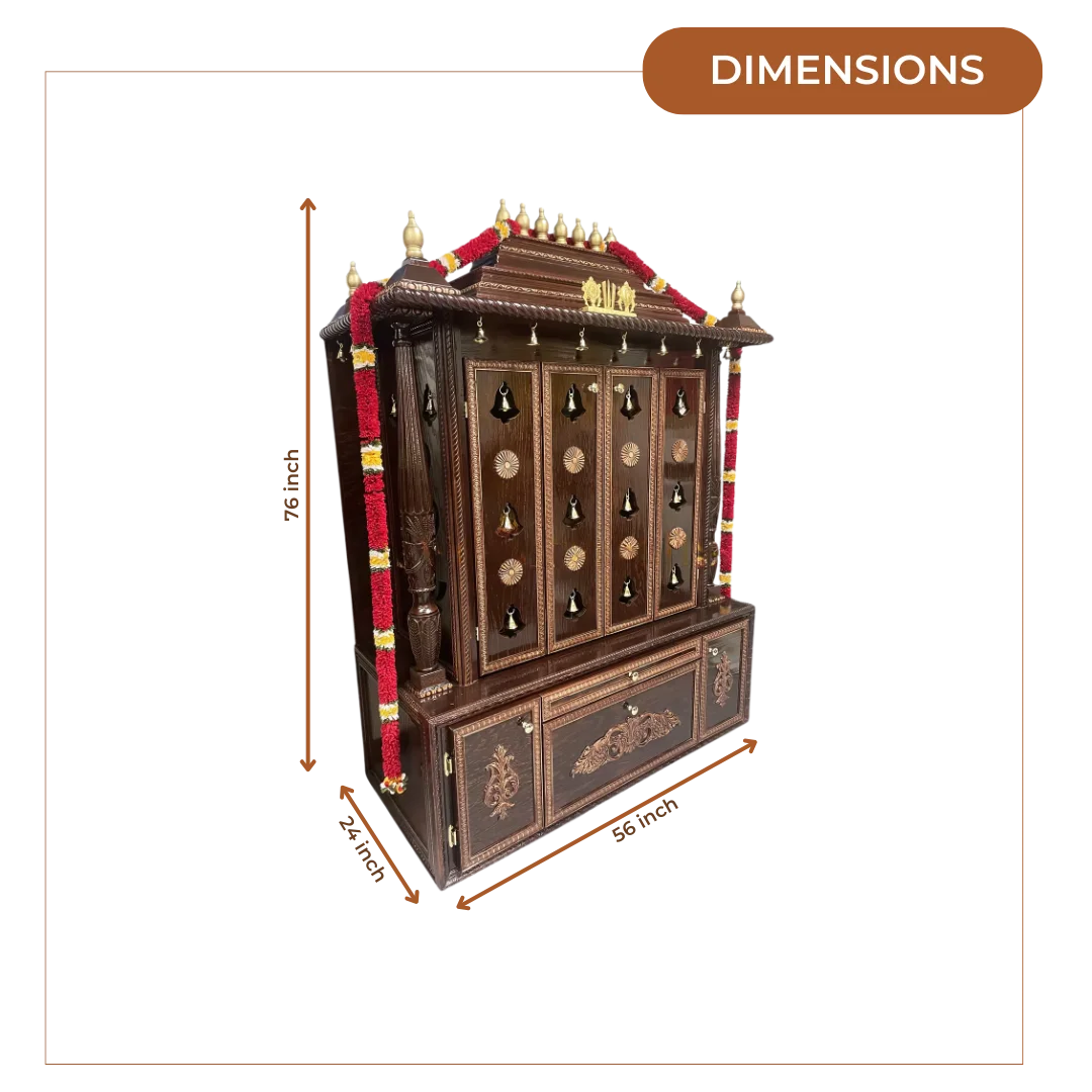 Mahatejas Teak Wood Mandap (Brown) dimensions