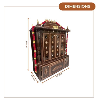 Mahatejas Teak Wood Mandap (Brown) dimensions