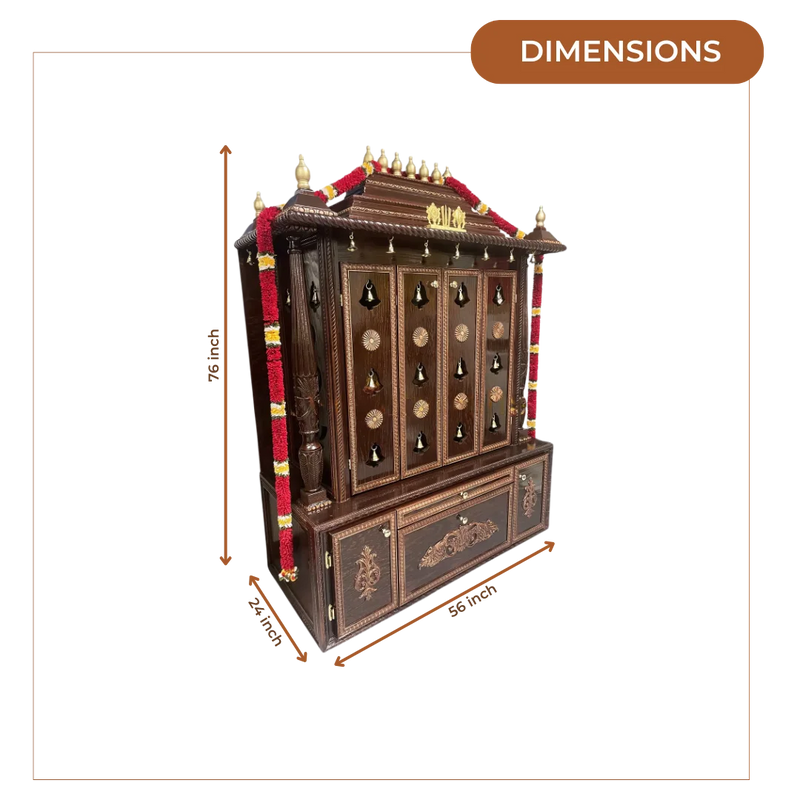 Mahatejas Teak Wood Mandap (Brown) dimensions