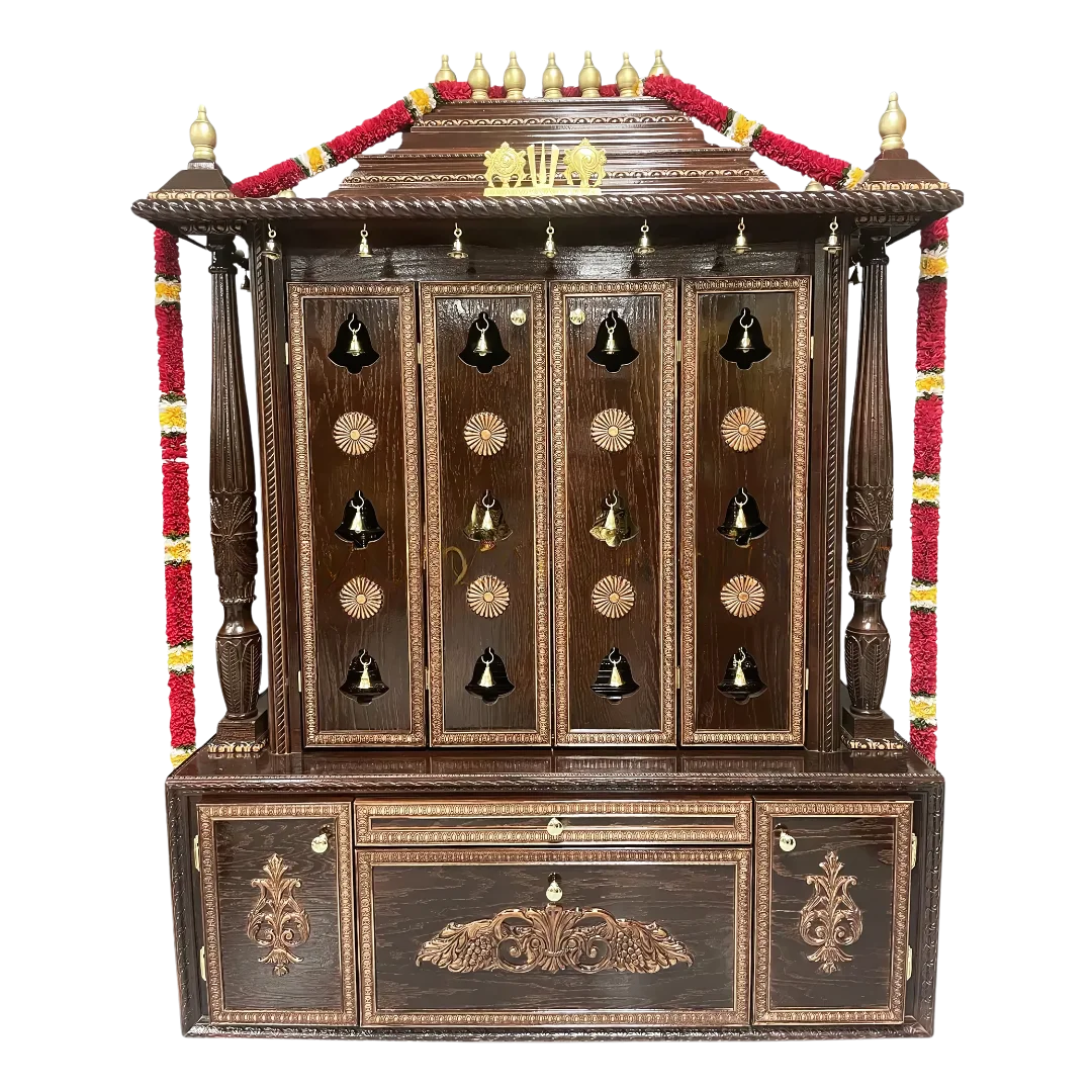 Mahatejas Teak Wood Mandap Brown with Door