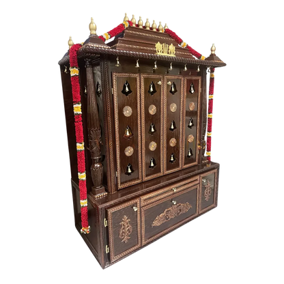 Mahatejas Teak Wood Mandap (Brown) side angle