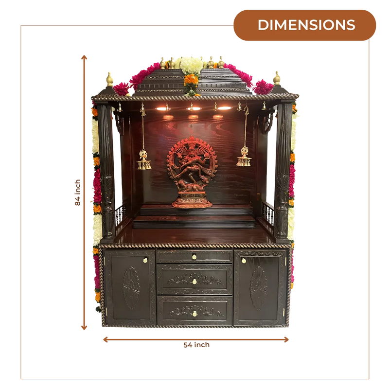 Maheshwara Teak Wood Mandap (Brown) dimensions