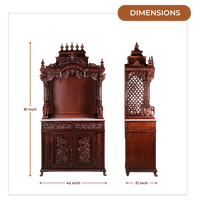 Mahika Teak Wood Mandap (Brown) dimensions