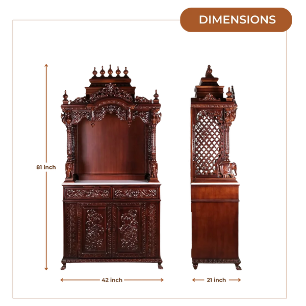 Mahika Teak Wood Mandap (Brown) dimensions