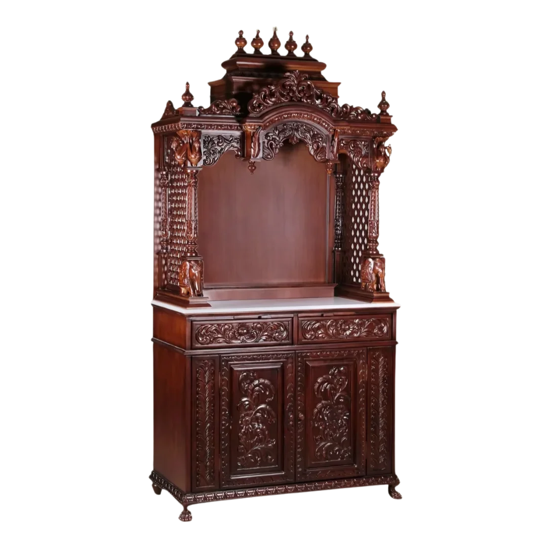 Mahika Teak Wood Mandap (Brown) side angle 