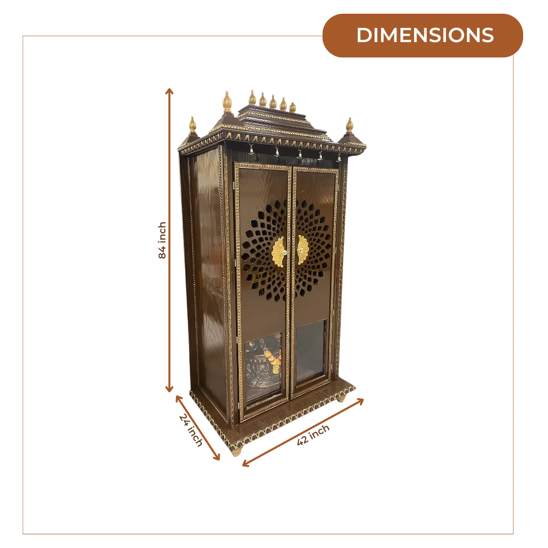 Mahima-Teak-Woo-Mandap-Brown Gold-dimensions