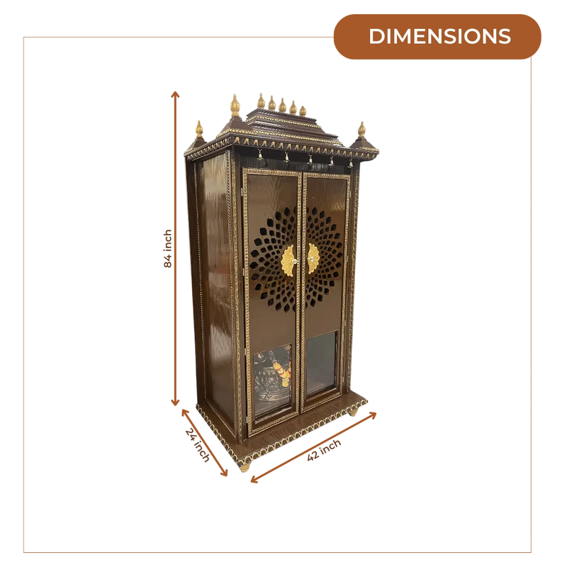 Mahima-Teak-Woo-Mandap-Brown Gold-dimensions