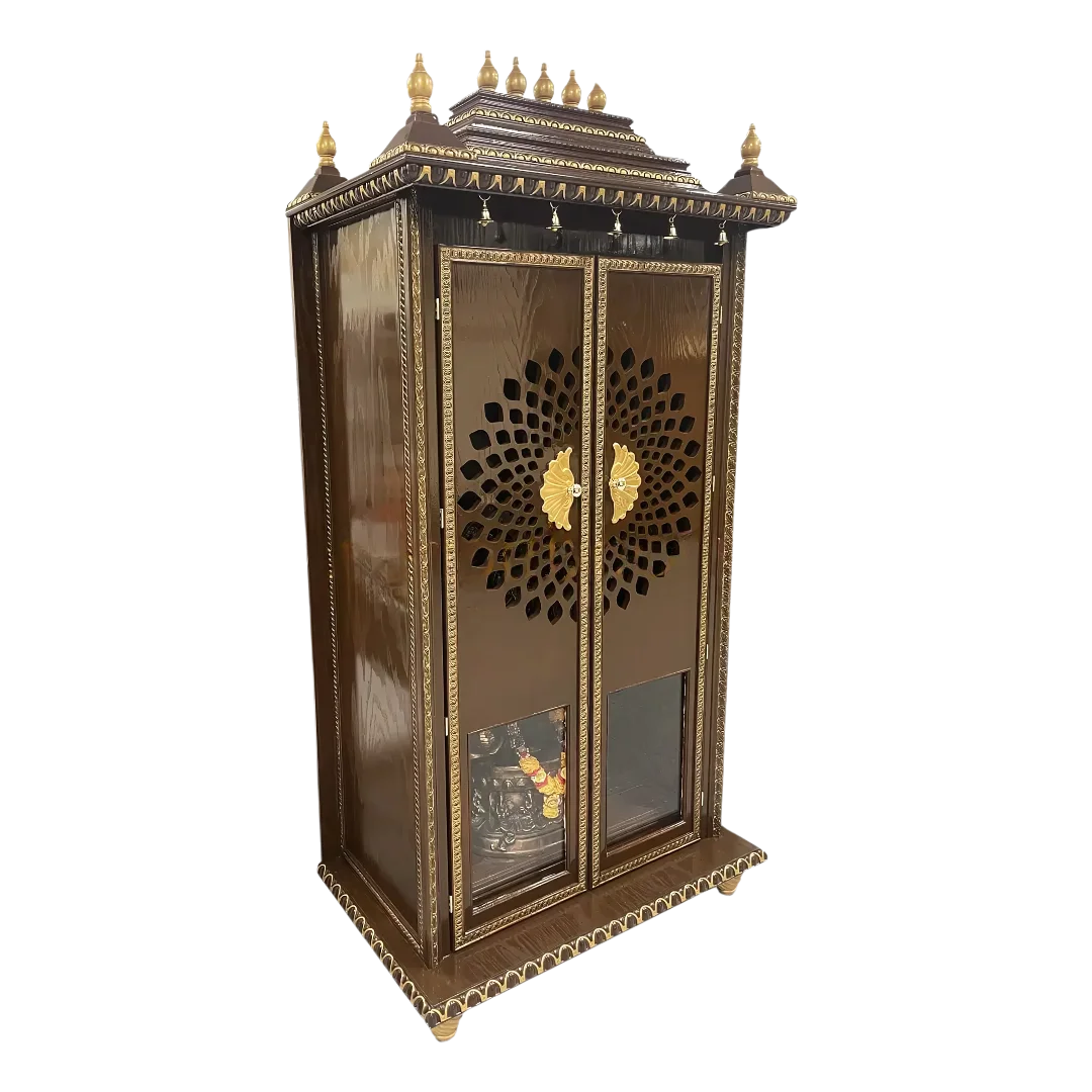 Mahima Teak Wood Mandap ( Brown Gold) side angle