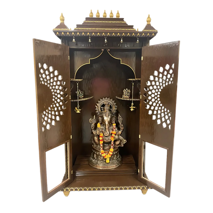 Mahima Teak Wood Mandap ( Brown Gold) open door view