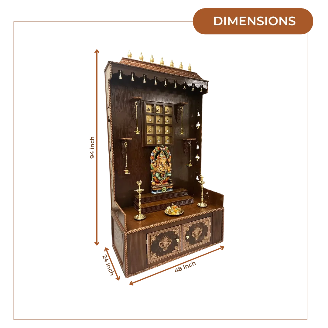 Mahodaya Teak Wood Mandap (Brown) dimensions