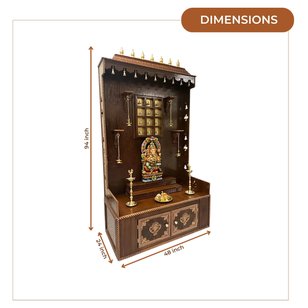 Mahodaya Teak Wood Mandap (Brown) dimensions
