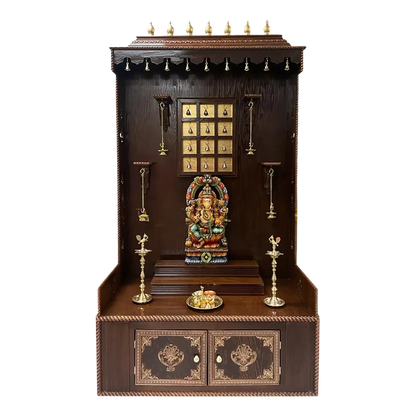 Mahodaya Teak Wood Mandap (Brown) front view
