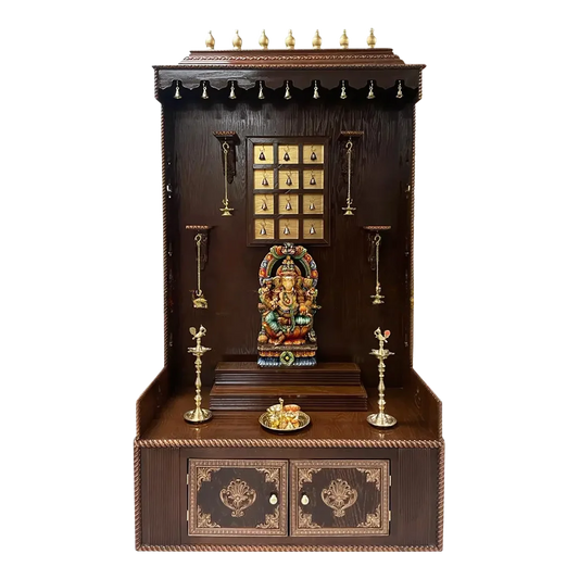Mahodaya Teak Wood Mandap (Brown) front view