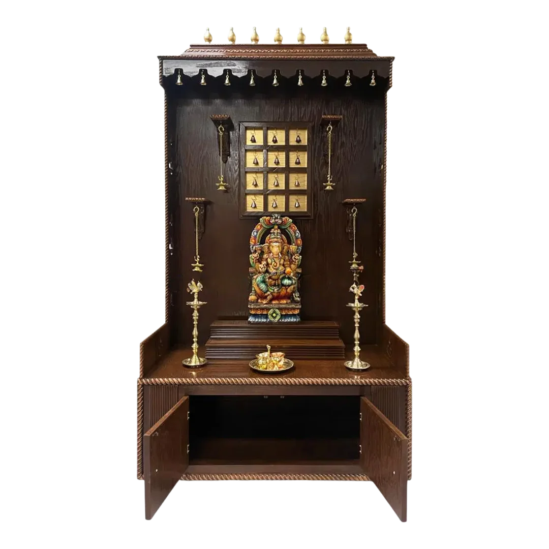 Mahodaya Teak Wood Mandap (Brown) open door view