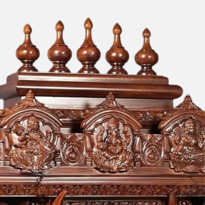 Maitri Teak Wood Mandir (Brown) close view