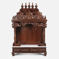 Maitri Teak Wood Mandir (Brown) front view 