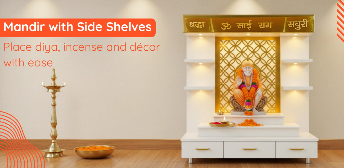 Mandir With Side Shelves