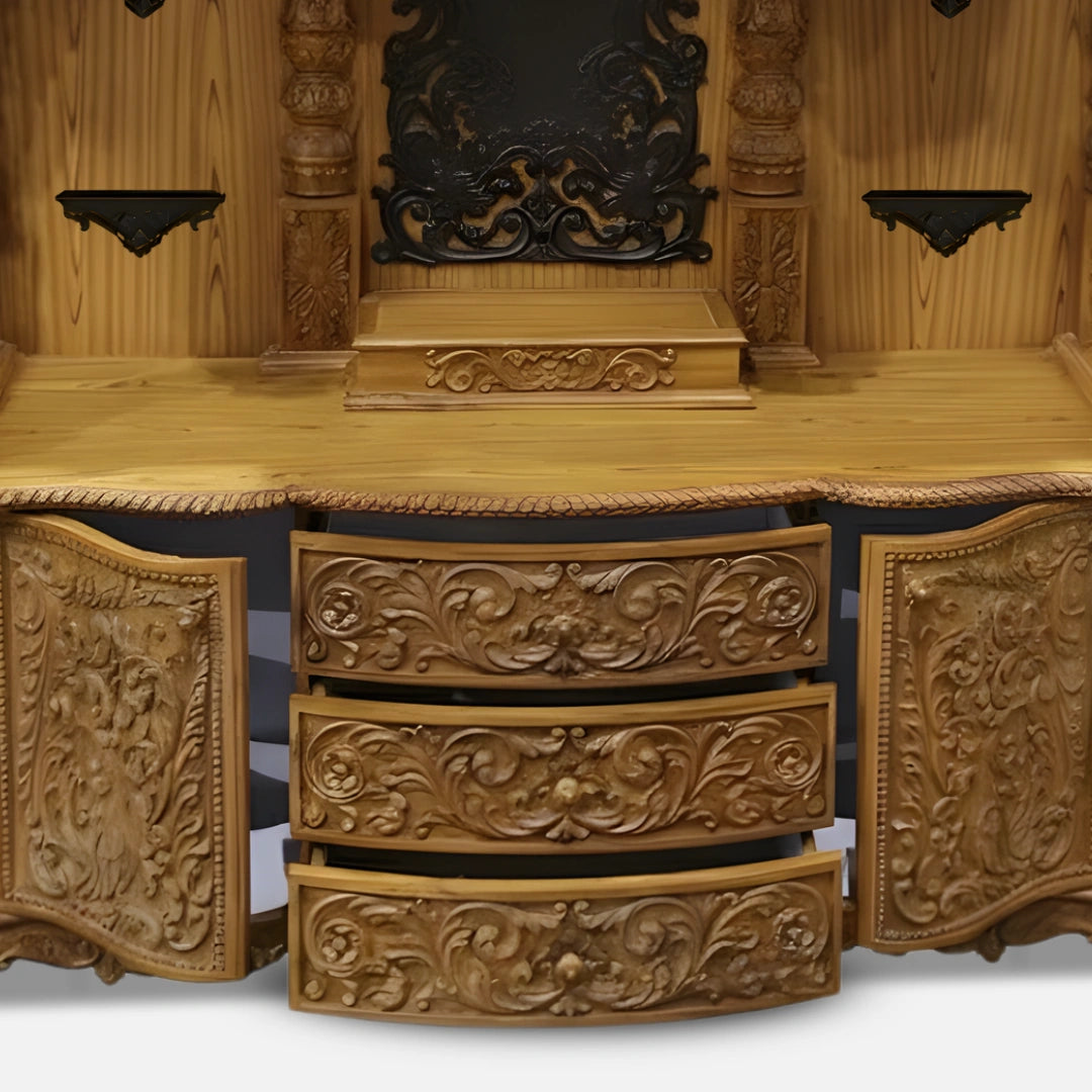 Mangalagiri Teak Wood Mandap (Teak) open drawers