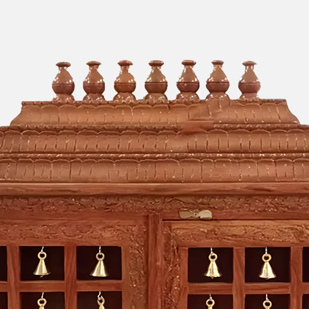 Mangalya Teak Wood Mandir (Brown) close view 