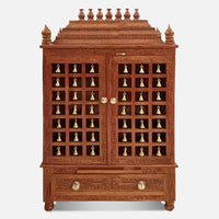 Mangalya Teak Wood Mandir (Brown) front view 