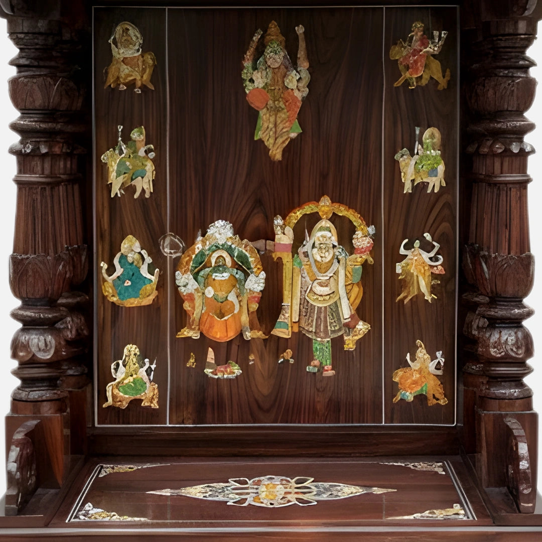 Mantraa Teak Wood Mandap (Brown) close  view 