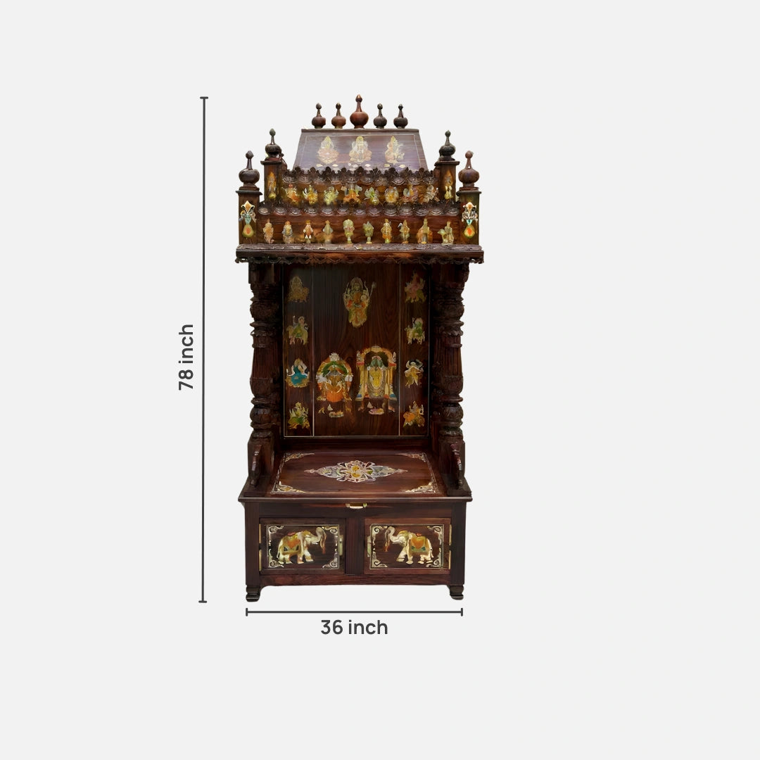 Mantraa Teak Wood Mandap (Brown) dimensions