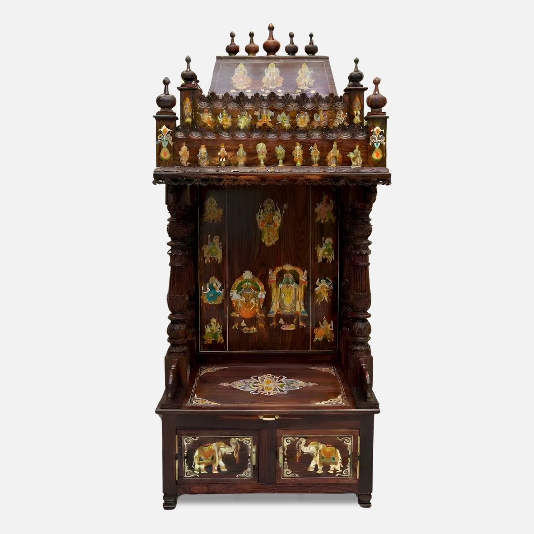 Mantraa Teak Wood Mandap (Brown) front  view 
