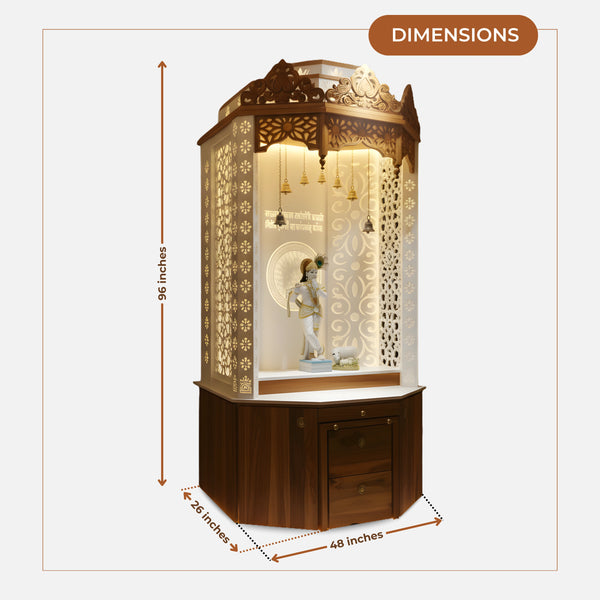 Mantraja Teak Wood Mandap (Brown) dimensions 